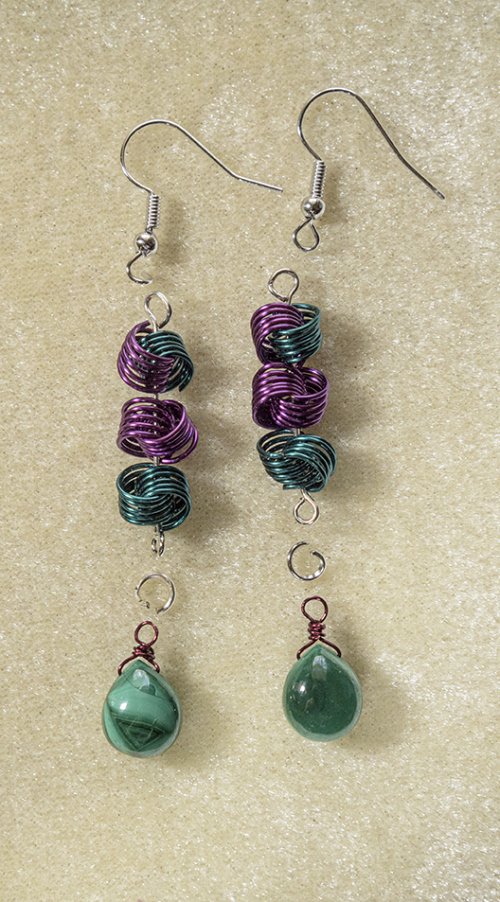 Nancy Chase's Spring Dreams Earrings - , Contemporary Wire Jewelry, Coiling, Coiling Wire, Wire Coiling, add a briolette and an ear wire.